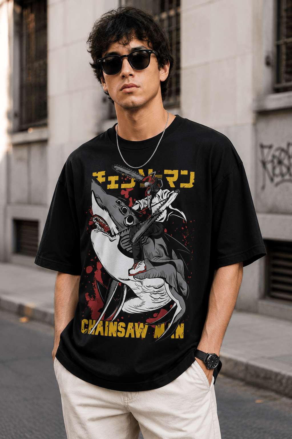 Chainsaw Man Shark Devil Oversized T-Shirt